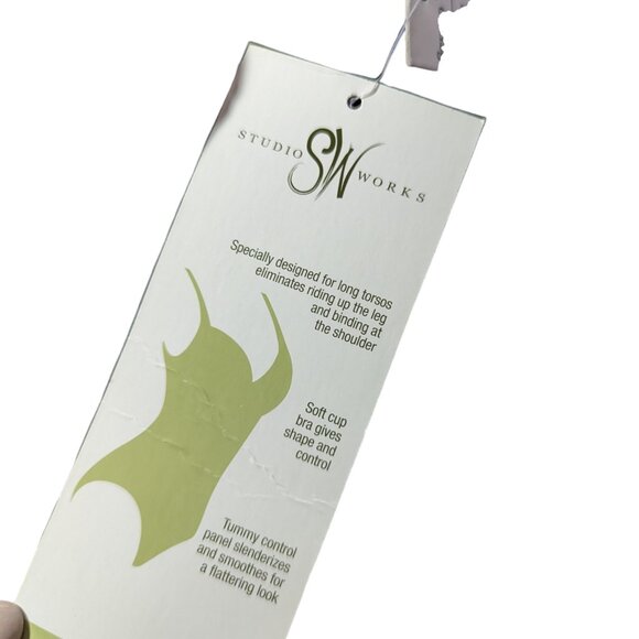 NWT Studio Works 22W Black Polka Dot Wrap Front Built-in Bra 1 Pc Swimsuit - Picture 2 of 7